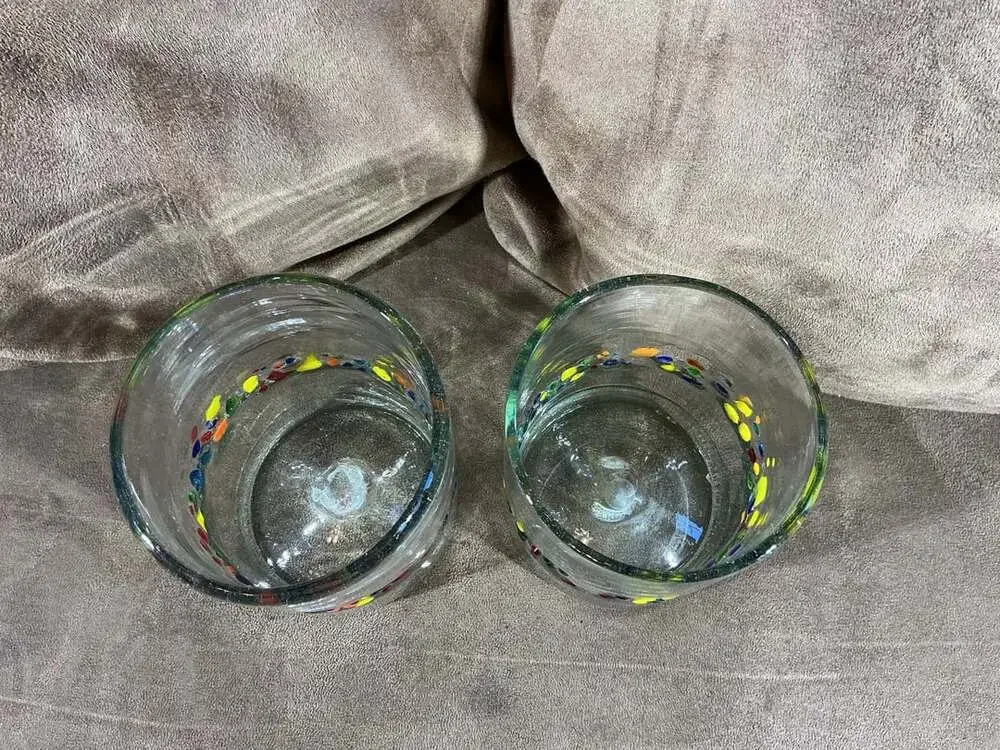 Mexican Hand Blown Glass Tumbler Confetti Soiree